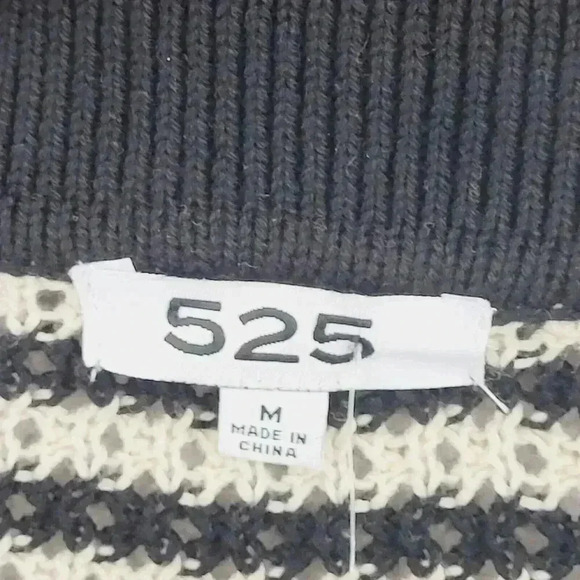 NWT 525 Striped Pullover Knit Sweater Black/White Medium 20PT - Picture 4 of 8